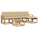 Udendørs sofagruppe med pude 6 pcs Hvid og Beige