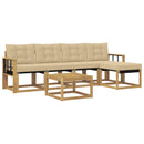 Udendørs sofagruppe med pude 6 pcs Hvid og Beige