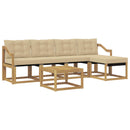 Udendørs sofagruppe med pude 6 pcs Hvid og Beige