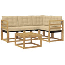 Udendørs sofagruppe med pude 5 pcs Hvid og Beige