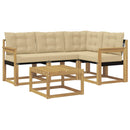 Udendørs sofagruppe med pude 5 pcs Hvid og Beige