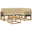 Udendørs sofagruppe med pude 5 pcs Hvid og Beige