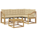 Udendørs sofagruppe med pude 5 pcs Hvid og Beige