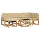 Udendørs sofagruppe med pude 7 pcs Hvid og Beige