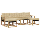 Udendørs sofagruppe med pude 6 pcs Hvid og Beige