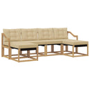 Udendørs sofagruppe med pude 6 pcs Hvid og Beige