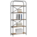 Bogreol 5 niveauer 80 x 30 x 183 cm Konstrueret træ Røget eg