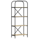 Bogreol 4 niveauer 60 x 30 x 146 cm Konstrueret træ Sonoma eg