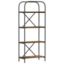 Bogreol 4 niveauer 60 x 30 x 146 cm Konstrueret træ Røget eg