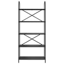 Bogreol 5 niveauer 80 x 30 x 183 cm Konstrueret træ Sort eg