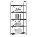 Bogreol 5 niveauer 80 x 30 x 183 cm Konstrueret træ Sort eg