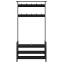 Jakkeholder med hylde Sort eg 95 x 34 x 184 cm Konstrueret træ