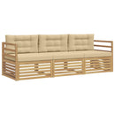 Udendørs sofagruppe med pude 3 pcs Hvid og Beige Polyester