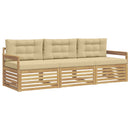 Udendørs sofagruppe med pude 3 pcs Hvid og Beige Polyester