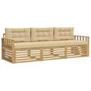 Udendørs sofagruppe med pude 3 pcs Hvid og Beige Polyester