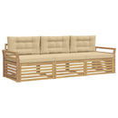 Udendørs sofagruppe 3 pcs Hvid og Beige Massivt Akacietræ
