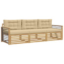 Udendørs sofagruppe med pude 3 pcs Hvid og Beige Polyester