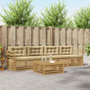 Udendørs sofagruppe 5 pcs Hvid og Beige Massivt Akacietræ