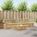 Udendørs sofagruppe 5 pcs Hvid og Beige Massivt Akacietræ