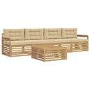 Udendørs sofagruppe 5 pcs Hvid og Beige Massivt Akacietræ