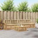 Udendørs sofagruppe 5 pcs Hvid og Beige Massivt Akacietræ