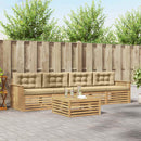 Udendørs sofagruppe 5 pcs Hvid og Beige Massivt Akacietræ