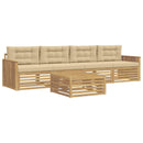 Udendørs sofagruppe 5 pcs Hvid og Beige Massivt Akacietræ