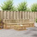 Udendørs sofagruppe 5 pcs Hvid og Beige Massivt Akacietræ