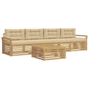 Udendørs sofagruppe 5 pcs Hvid og Beige Massivt Akacietræ