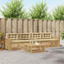 Udendørs sofagruppe 5 pcs Hvid og Beige Massivt Akacietræ