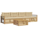 Udendørs sofagruppe 5 pcs Hvid og Beige Massivt Akacietræ
