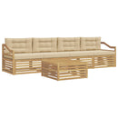Udendørs sofagruppe 5 pcs Hvid og Beige Massivt Akacietræ