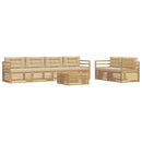 Udendørs sofagruppe med pude 7 pcs Hvid og Beige Polyester