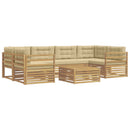 Udendørs sofagruppe med pude 7 pcs Hvid og Beige Polyester