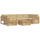 Udendørs sofagruppe med pude 7 pcs Hvid og Beige Polyester