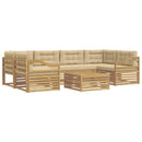 Udendørs sofagruppe med pude 7 pcs Hvid og Beige Polyester
