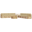 Udendørs sofagruppe med pude 9 pcs Hvid og Beige Polyester