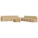 Udendørs sofagruppe med pude 9 pcs Hvid og Beige Polyester