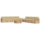 Udendørs sofagruppe med pude 9 pcs Hvid og Beige Polyester