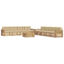 Udendørs sofagruppe 9 stk. Hvid og Beige Polyester