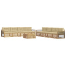 Udendørs sofagruppe med pude 9 pcs Hvid og Beige Polyester