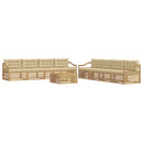 Udendørs sofagruppe med pude 9 pcs Hvid og Beige Polyester