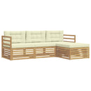 Udendørs sofagruppe 4 pcs Hvid og cremefarvet Polyester