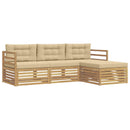Udendørs sofagruppe med pude 4 pcs Hvid og Beige Polyester