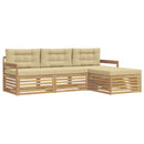 Udendørs sofagruppe med pude 4 pcs Hvid og Beige Polyester