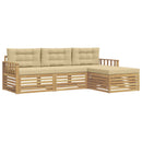 Udendørs sofagruppe med pude 4 pcs Hvid og Beige Polyester