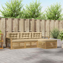 Udendørs sofagruppe med pude 4 pcs Hvid og Beige Polyester