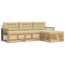 Udendørs sofagruppe med pude 4 pcs Hvid og Beige Polyester