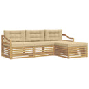 Udendørs sofagruppe med pude 4 pcs Hvid og Beige Polyester