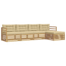 Udendørs sofagruppe med pude 5 pcs Hvid og Beige Polyester